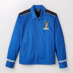 Harley Davidson Reflective Logo Blue Zip Work Biker Ride Jacket Mens Medium New
